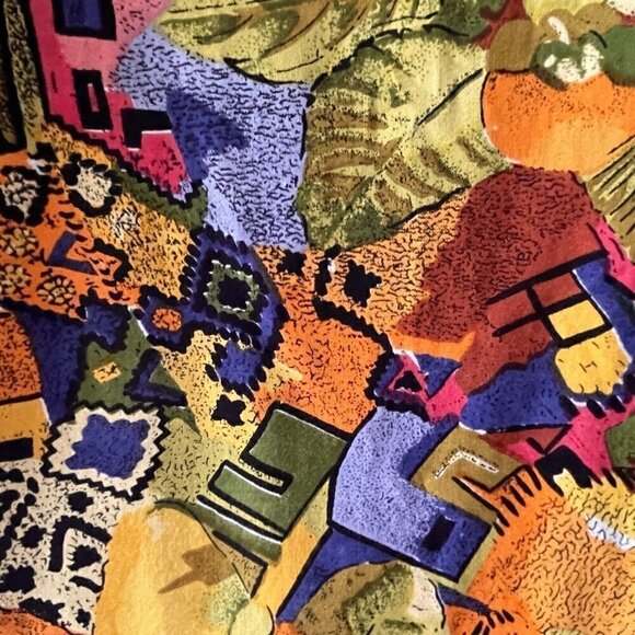 VTG 80s Cotton Castle Two Piece Gaucho Pants Short Sleeve Button Top Women’s L - Picture 11 of 16